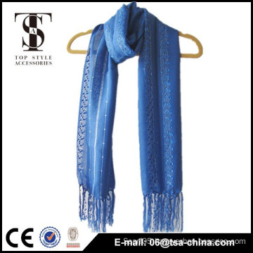 popular new design plain color Ladder yarn knitted scarf